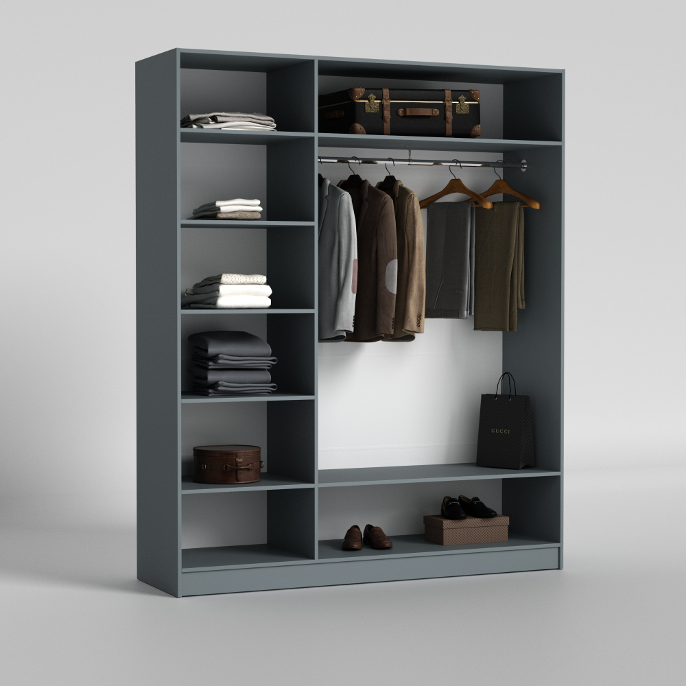 Dulap cu balamale Nex Home Urban 180×52×220 cm, Antracit – dressingul complet pentru familia modernă [2]