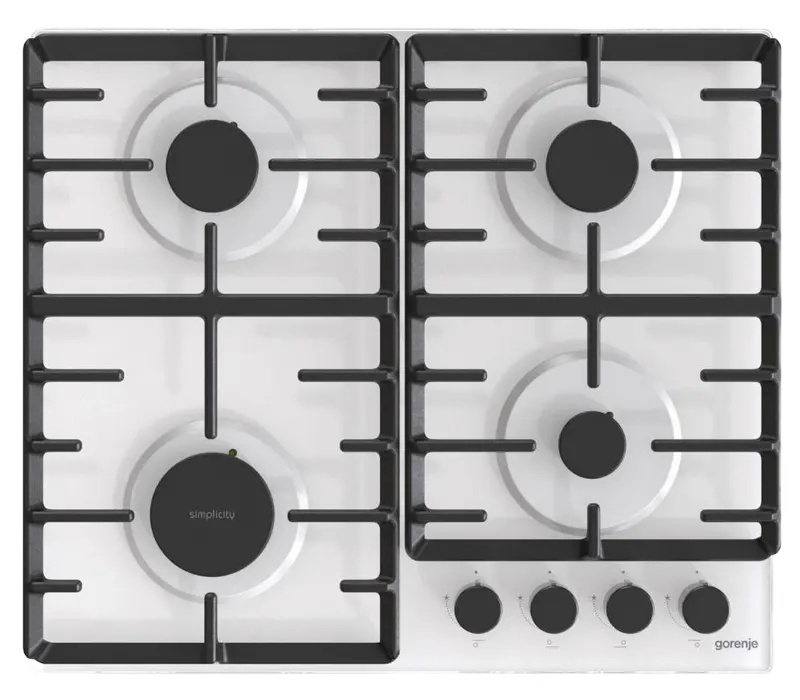 Plită pe Gaz Incorporabilă Gorenje GT 642 SYW, Sticlă Albă cu Grătare din Fontă [1]