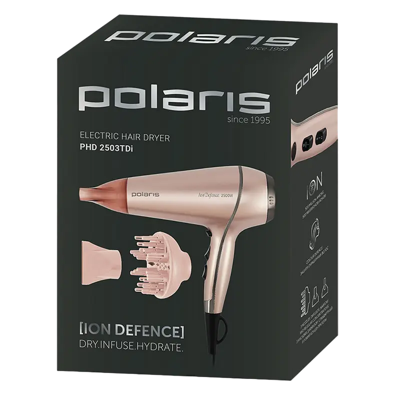 Uscător de păr Polaris PHD 2503TDi, 2500 W, Roz [6]