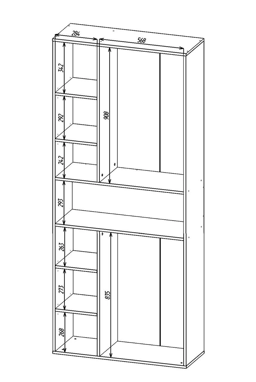 Dulap cu uși batante Nex Home B001, 900x350x2130 mm, PAL, White Snow/Cashmere [3]