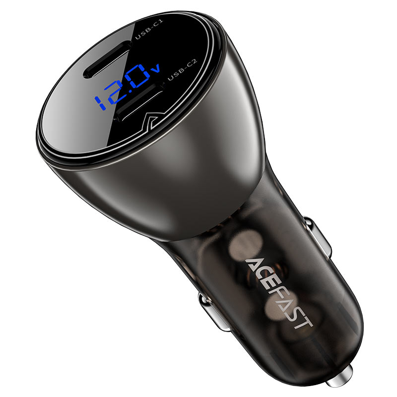 Металлическое автомобильное зарядное устройство B10 60W (USB-C + USB-C) с цифровым дисплеем – Умная зарядка в стильном корпусе [1]
