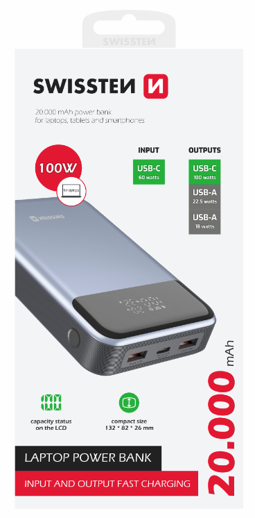 Swissten Powerbank 20 000 mAh 100W – Putere pentru Laptopuri și Dispozitive Multiple [6]
