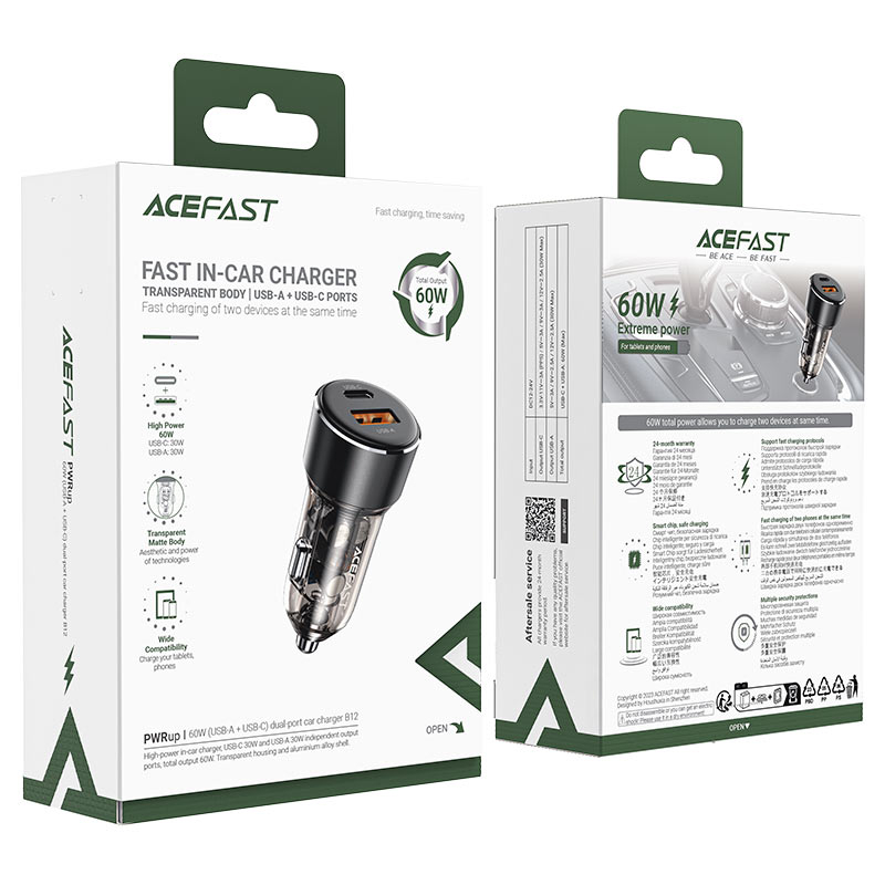 Автомобильное зарядное устройство B12 60W (USB-A + USB-C) – Максимум мощности в компактном корпусе! [6]