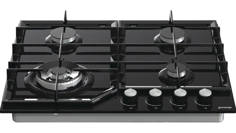 Plită pe Gaz Incorporabilă Gorenje GTW 641 KB, Sticlă Neagră cu Grătare din Fontă [2]