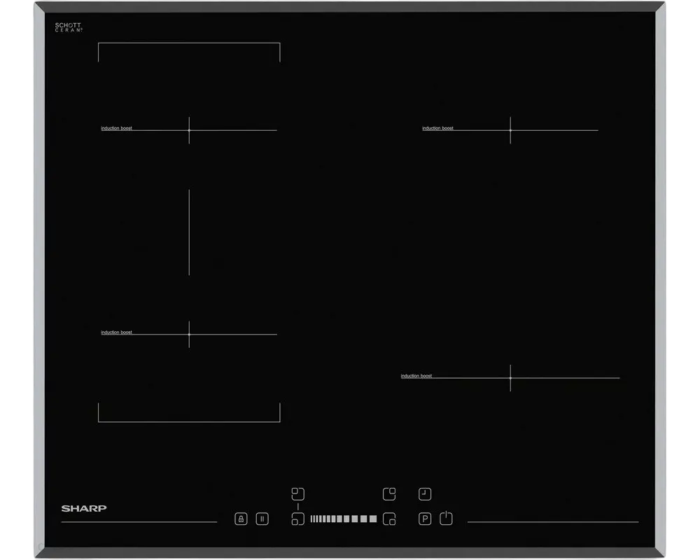 Индукционная Варочная Панель Sharp KH-6I27CS0I-EU, Черная Стеклокерамика с Функцией Объединения Конфорок (Bridge) [1]