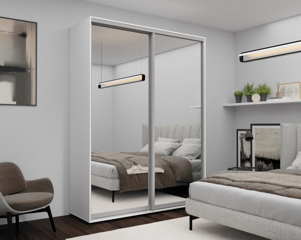 Шкаф с раздвижными дверями Nex Home, Зеркало, Белый 180x60x220 см [1]