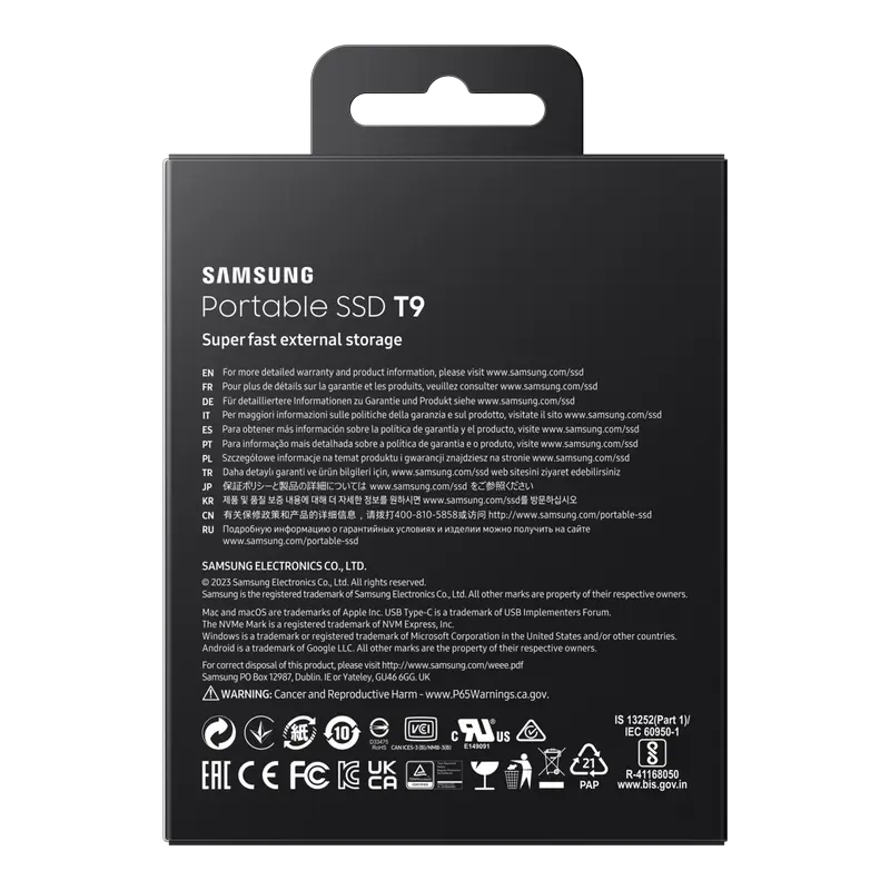 Внешний портативный SSD Samsung T9, 2 ТБ, Черный (MU-PG2T0B/EU) [3]