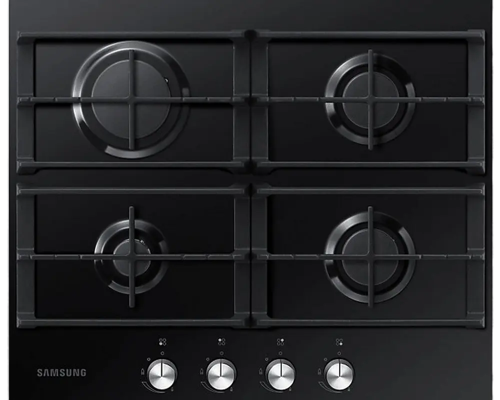 Встраиваемая Газовая Варочная Панель Samsung NA64H3010AK/WT, Черное Стекло с WOK-Конфоркой [1]