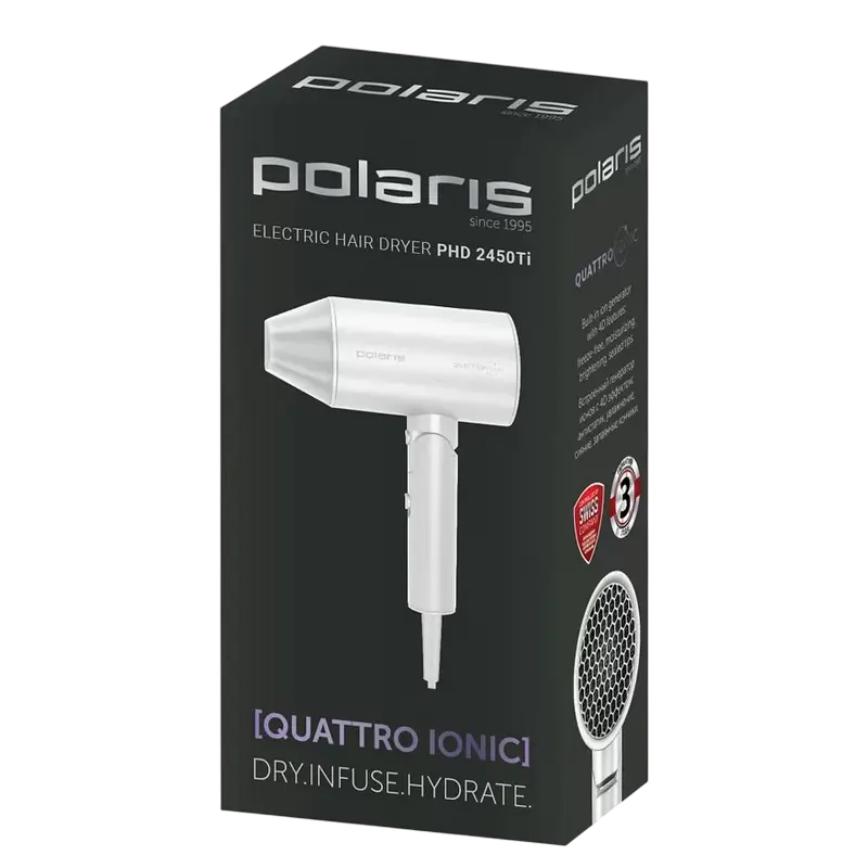 Фен для волос Polaris PHD2450Ti, 2400W, Белый [3]