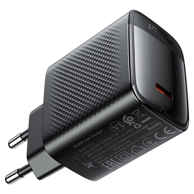 Зарядное устройство A112 PD45W GaN с одним портом USB-C, черное (EU) [2]