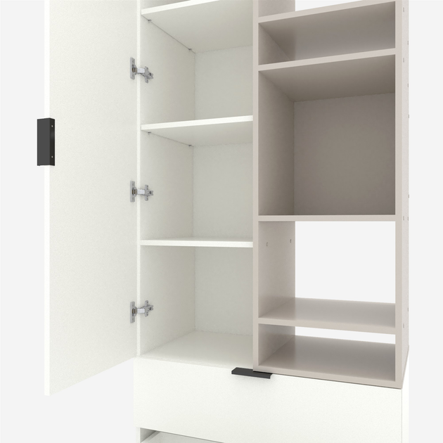 Dulap cu uși batante Nex Home A001R, 800x420x2300 mm, PAL, Cashmere/White Snow – eleganță modernă și spațiu generos [4]