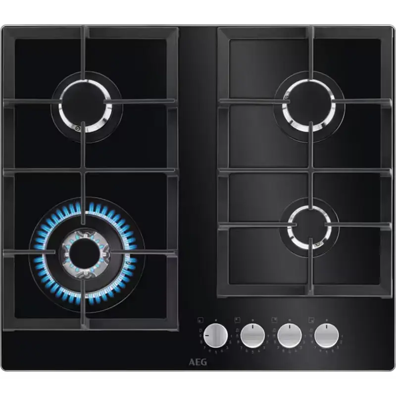 Встраиваемая Газовая Варочная Панель AEG HKB64420NB, Черное Стекло с Точным Управлением на 9 Уровнях [1]