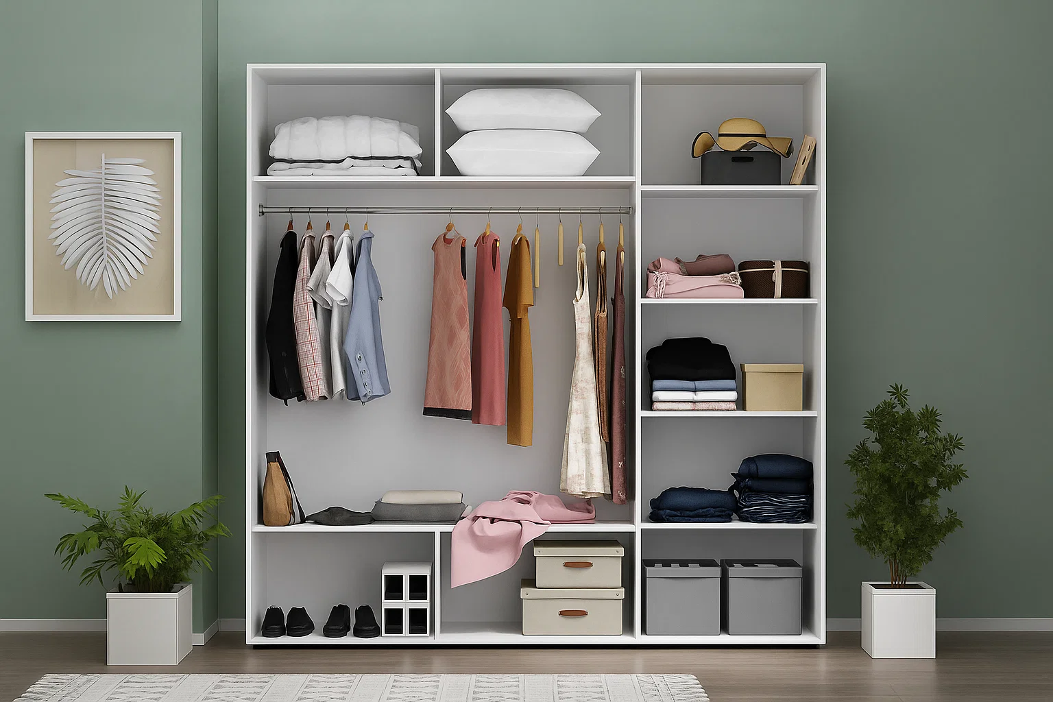 Шкаф с раздвижными дверями Nex Home, Зеркало, Белый 180x60x220 см [2]