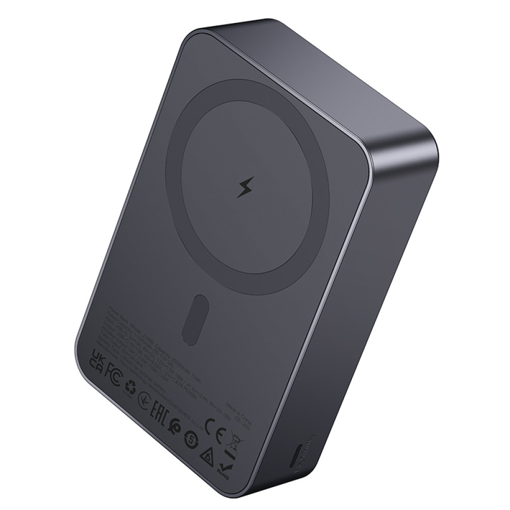 Магнитный пауэрбанк HOCO J160B Original 20000mAh, PD20W, беспроводная зарядка 15W, Черный – мощность без проводов и ограничений! [1]