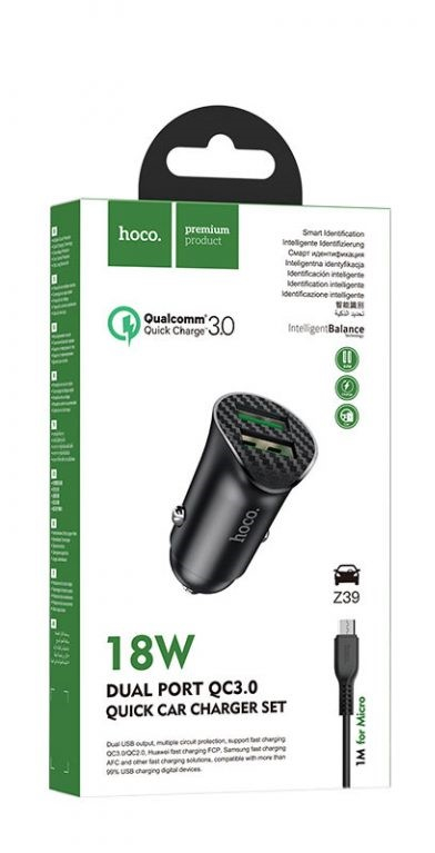 HOCO Z39 Farsighted набор автомобильного зарядного устройства с двумя портами QC3.0 (Micro) [3]