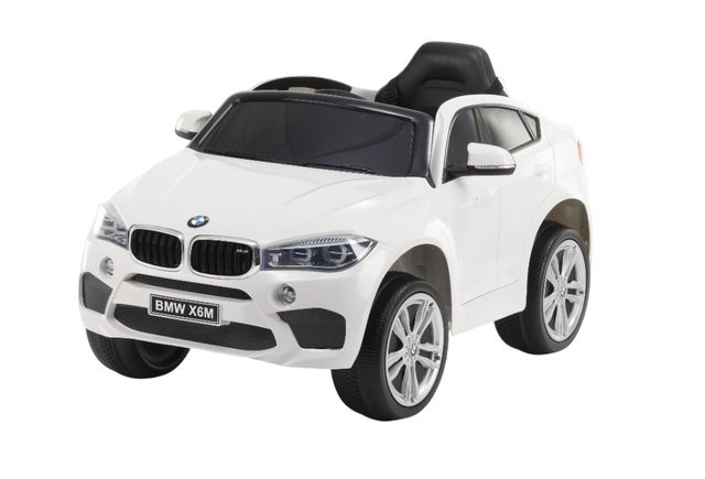 Mașinuță electrică BMW X6M Albă pentru copii – 2 motoare x 45W, baterie 12V/7Ah, scaune din piele, telecomandă, roți moi EVA, 117x74x60 cm [1]