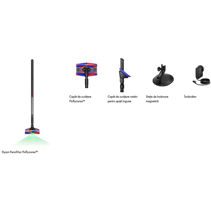 Aspirator vertical fără fir Dyson PencilVac Fluffycones Negru (30 min autonomie, 1,8 kg, HEPA) [2]
