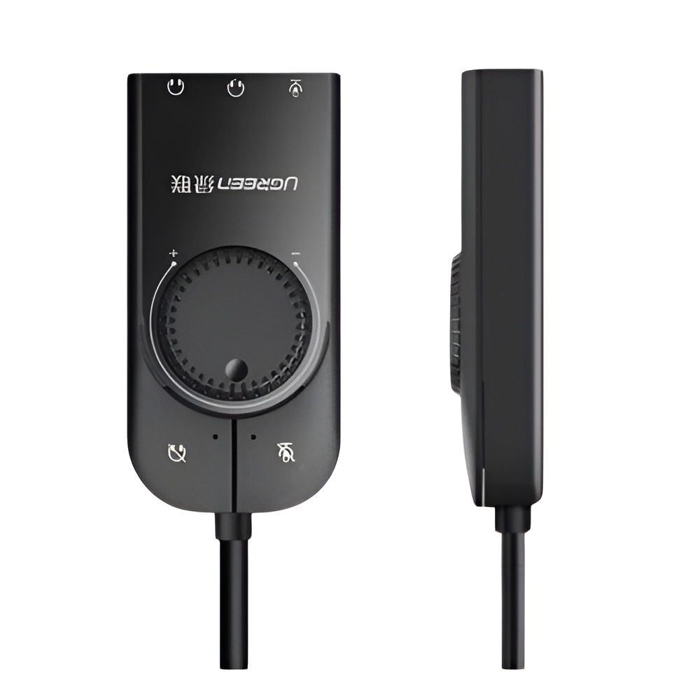 Аудиоадаптер UGREEN USB-A External Stereo Sound CM129, 15 см, Черный – Чистый звук и удобное подключение к любому устройству [2]
