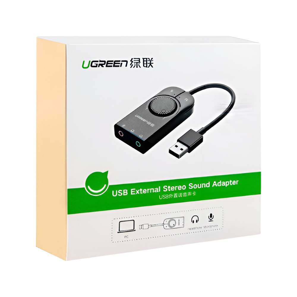 Аудиоадаптер UGREEN USB-A External Stereo Sound CM129, 15 см, Черный – Чистый звук и удобное подключение к любому устройству [3]