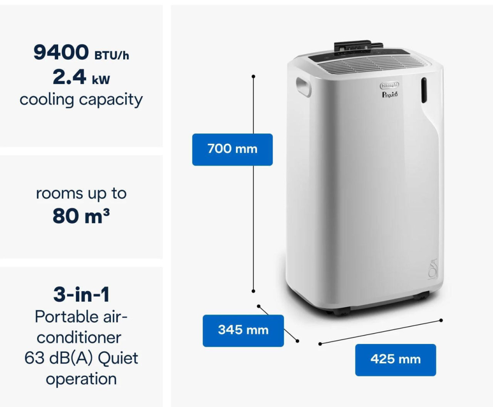Мобильный кондиционер DeLonghi EM82K.1, Белый [8]