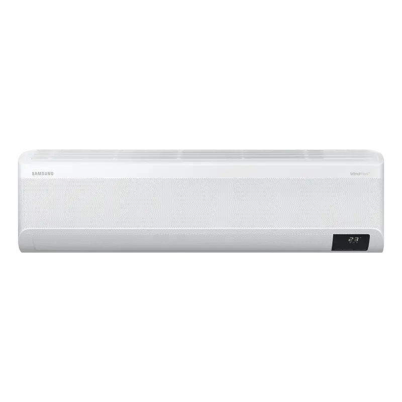 Air conditioner Samsung AR9500T WindFree Geo, AR09BXFAMWK, SmartThings WiFi//  (Smart Inverter / 9000 BTU/h / LED Mirage Display/ HD Filter)  Бытовой кондиционер.Тип работы компрессора: ИнверторныйКласс энергоэффективности:А++Холодопроизводительность: 9008 BTU/hКоэфициент энергоэфективности SEER-6.10 SCOOP-5.10Расход воздуха м3/ч: 420...270(внутренний блок)Хладогент: R410AДиаметр трубб мм: Жидкостная-6.35(1/4") Газовая-9,52(3/8")Wi-Fi ready (Допускается модуль)Рекомендованная площадь помещения: от 25 до 27 м2Режимы работы: Охлаждение,Обогрев,,Вентилятор,Автоматический,Осушение,Ночной,Турборежим,При низкой температуре (< -22 °C)Функции: Авторестарт,Самодиагностика,Запоминание позиции жалюзиДисплей: LED Mirage [5]