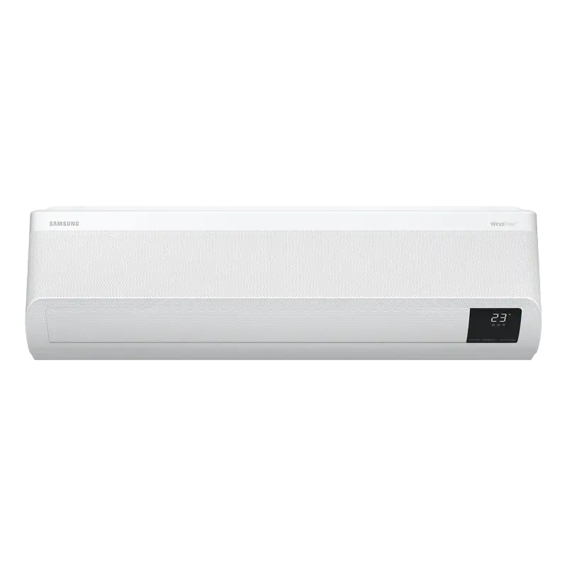 Air conditioner Samsung AR9500T WindFree Geo, AR09BXFAMWK, SmartThings WiFi//  (Smart Inverter / 9000 BTU/h / LED Mirage Display/ HD Filter)  Бытовой кондиционер.Тип работы компрессора: ИнверторныйКласс энергоэффективности:А++Холодопроизводительность: 9008 BTU/hКоэфициент энергоэфективности SEER-6.10 SCOOP-5.10Расход воздуха м3/ч: 420...270(внутренний блок)Хладогент: R410AДиаметр трубб мм: Жидкостная-6.35(1/4") Газовая-9,52(3/8")Wi-Fi ready (Допускается модуль)Рекомендованная площадь помещения: от 25 до 27 м2Режимы работы: Охлаждение,Обогрев,,Вентилятор,Автоматический,Осушение,Ночной,Турборежим,При низкой температуре (< -22 °C)Функции: Авторестарт,Самодиагностика,Запоминание позиции жалюзиДисплей: LED Mirage [6]