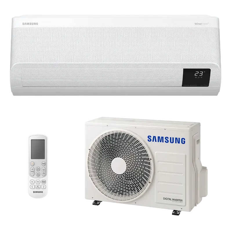 Air conditioner Samsung AR9500T WindFree Geo, AR09BXFAMWK, SmartThings WiFi//  (Smart Inverter / 9000 BTU/h / LED Mirage Display/ HD Filter)  Бытовой кондиционер.Тип работы компрессора: ИнверторныйКласс энергоэффективности:А++Холодопроизводительность: 9008 BTU/hКоэфициент энергоэфективности SEER-6.10 SCOOP-5.10Расход воздуха м3/ч: 420...270(внутренний блок)Хладогент: R410AДиаметр трубб мм: Жидкостная-6.35(1/4") Газовая-9,52(3/8")Wi-Fi ready (Допускается модуль)Рекомендованная площадь помещения: от 25 до 27 м2Режимы работы: Охлаждение,Обогрев,,Вентилятор,Автоматический,Осушение,Ночной,Турборежим,При низкой температуре (< -22 °C)Функции: Авторестарт,Самодиагностика,Запоминание позиции жалюзиДисплей: LED Mirage [1]