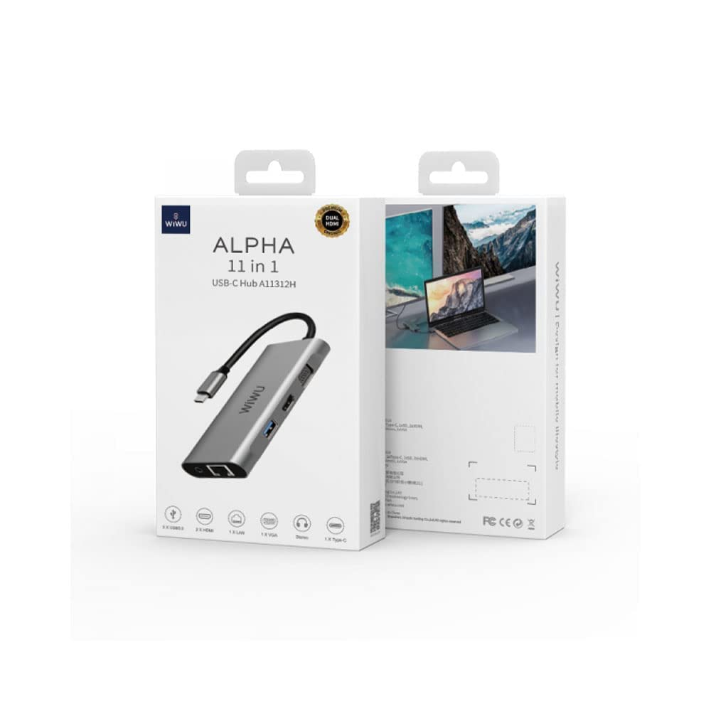 Hub Multifuncțional Alpha 11 în 1, Gri – Conectivitate Extinsă pentru Productivitate Maximă [2]