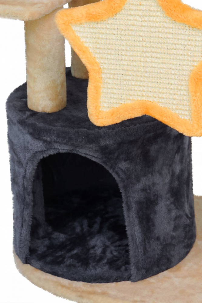 Игровой комплекс для кошек Jumi с платформой, лежанкой и игрушкой, 165x40x92 см, бежевый [8]