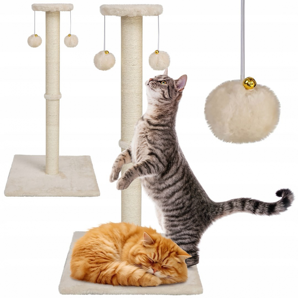 Игровой комплекс для кошек Jumi с платформой, лежанкой и игрушкой, 81x40x40 см, бежевый [7]