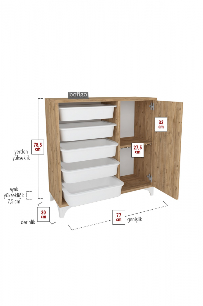 Стеллаж с 5 отделениями Kayra Nex Home, 77x30x77 см, дуб — практичное решение для хранения [4]