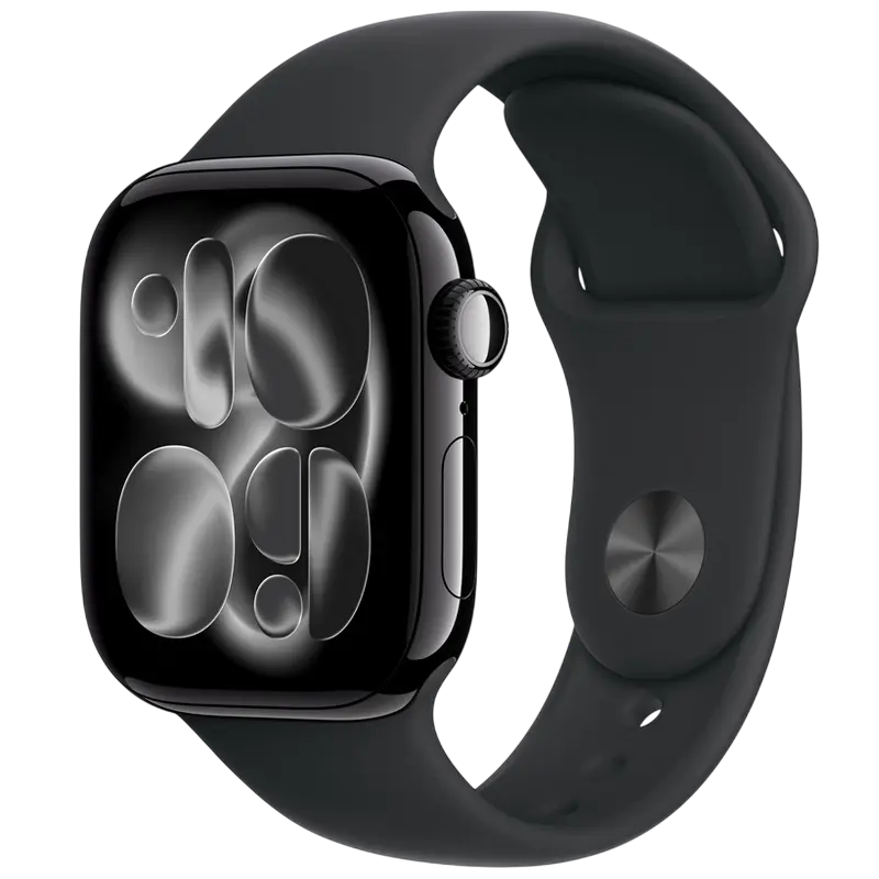 Apple Watch Series 11 GPS, 42mm, carcasă Jet Black, brățară sport neagră S/M [2]