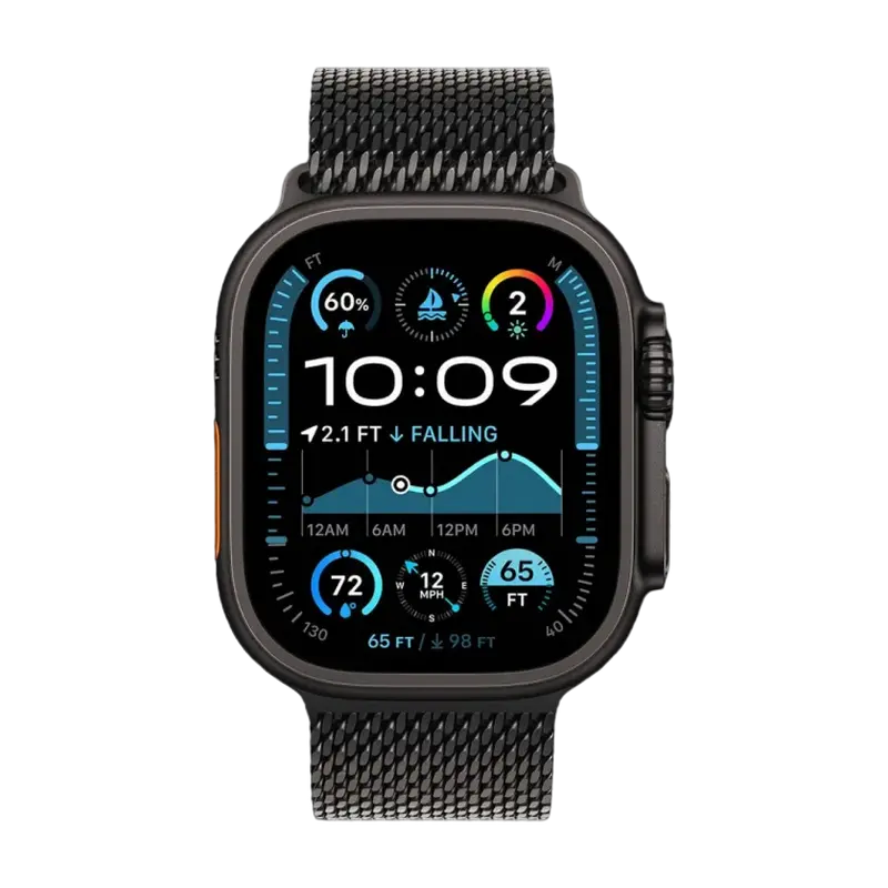 Apple Watch Ultra 2 GPS + Cellular, 49mm, carcasă titan negru, brățară Milanese Loop neagră, medie [1]