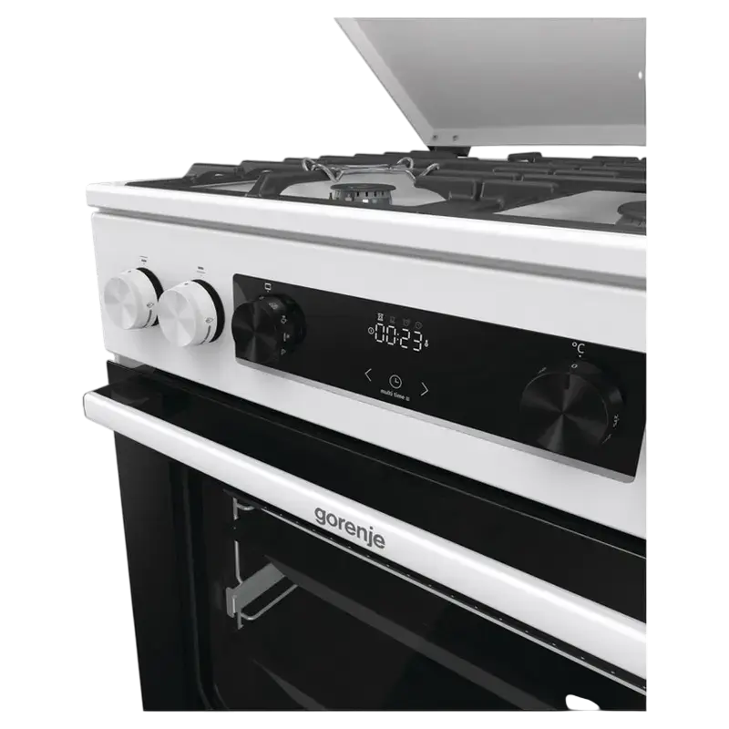 Комбинированная плита Gorenje GKS6C71WA (4 Газовые конфорки, WOK, Электрическая духовка ExtraSpace 71 л, Телескопические направляющие, AquaClean, Белая) [8]