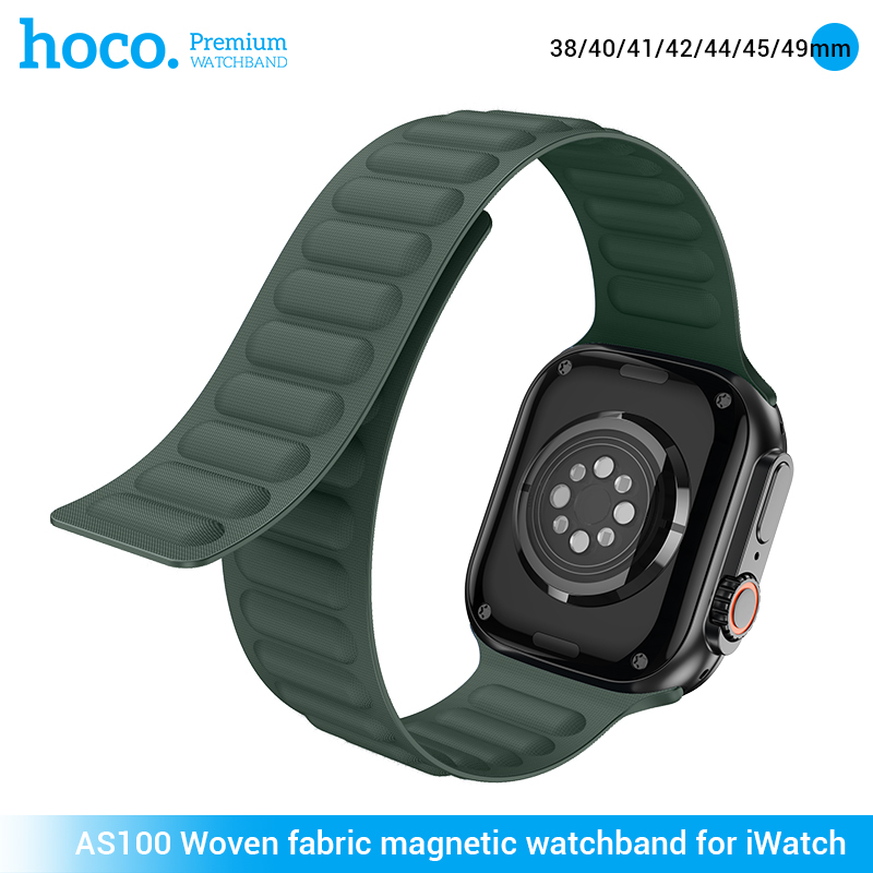 AS100 Brățară magnetică din material textil țesut pentru iWatch (38/40/41 mm), verde [2]