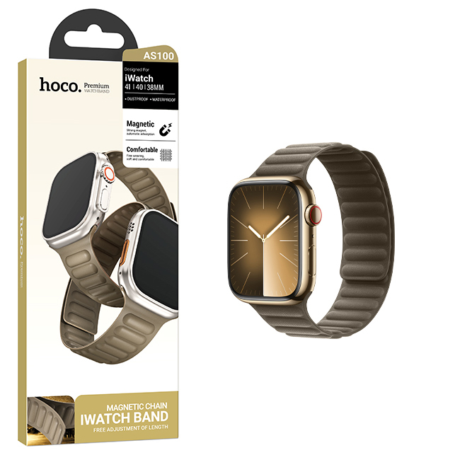 Магнитный тканевый ремешок Hoco AS100 для Apple Watch (42/44/45/49 мм) – Темно-серый [3]