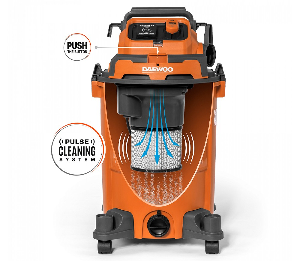Aspirator industrial DAEWOO DAVC 2500SD (1200 W, 175 mbar, Cuvă 25 L, Uscat/Umed, Filtru HEPA, Priză pentru scule) [9]