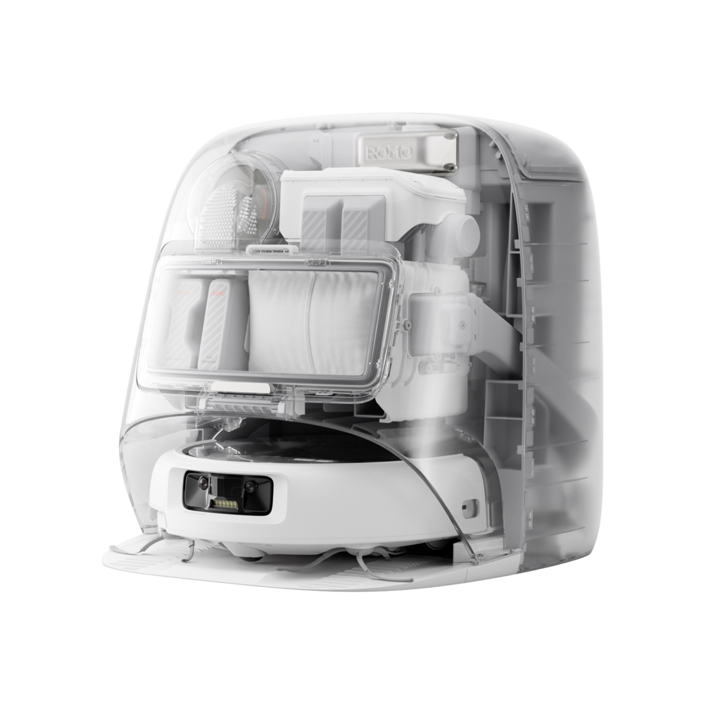 Aspirator robot cu stație de auto-curățare DJI ROMO P (25000 Pa, 5000 mAh, Spălare umedă/uscată, Wi-Fi, Alb / Finisaj Transparent) [3]