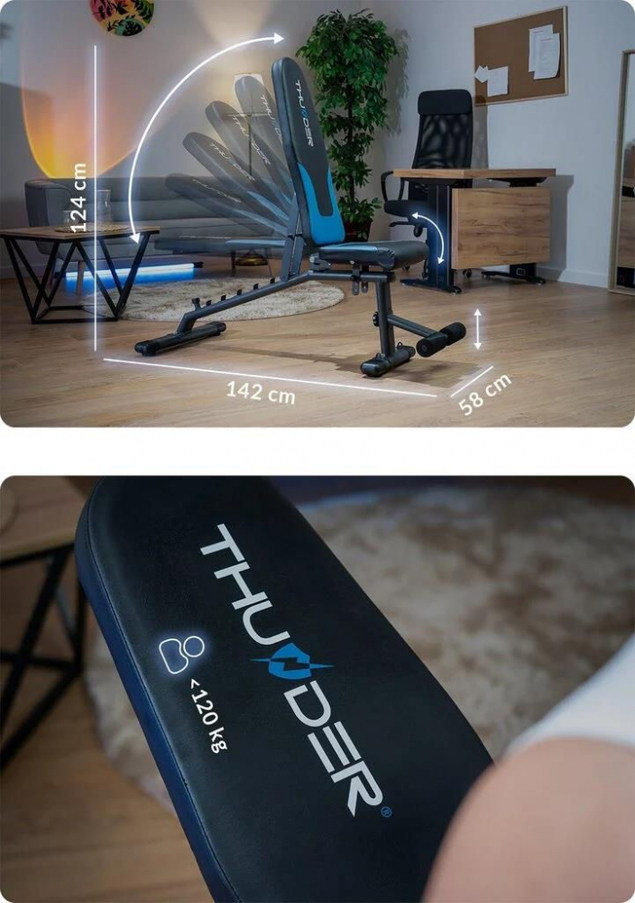 Bancă pliabilă pentru fitness și forță Thunder QUICK [8]