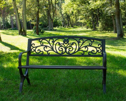 Banca, scaun pentru gradina, din otel, Jumi, 127cm, stil floral, Negru [6]