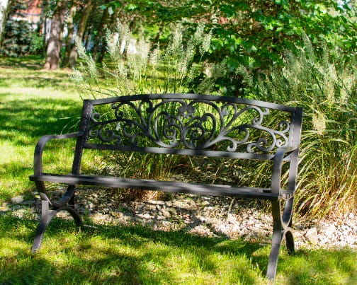 Banca, scaun pentru gradina, din otel, Jumi, 127cm, stil floral, Negru [4]