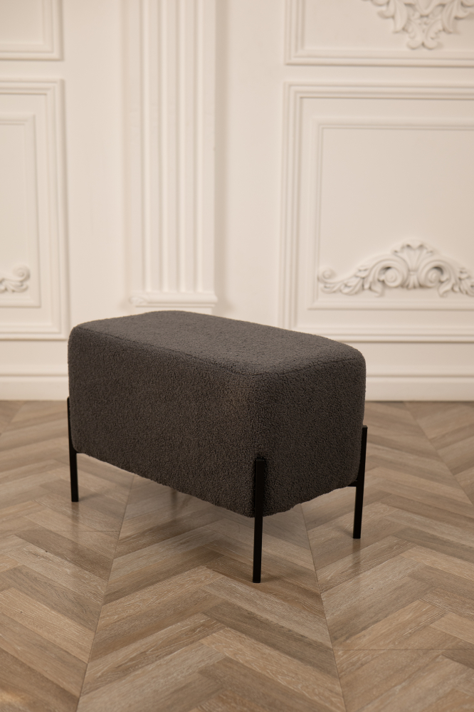Банкетка Nex Home Teddy, металлические ножки, 63x34x42 см, 54 Темно-серая [1]