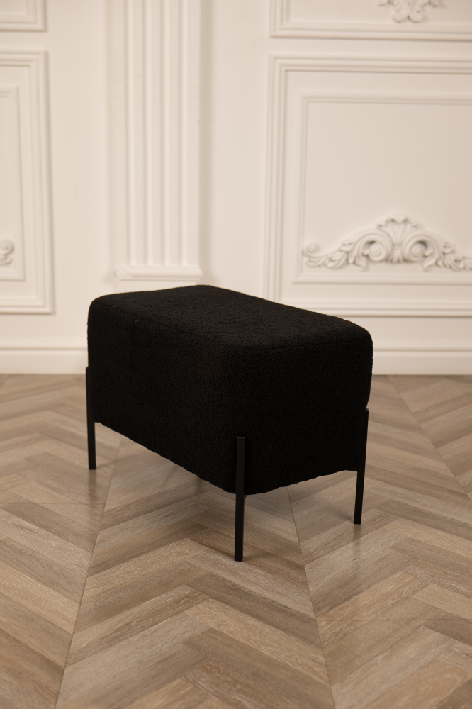 Банкетка Nex Home Teddy, металлические ножки, 63x34x42 см, черный [1]