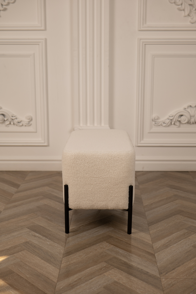 Банкетка Nex Home Teddy, металлические ножки, 63x34x42 см, 51 Светло-бежевый [2]