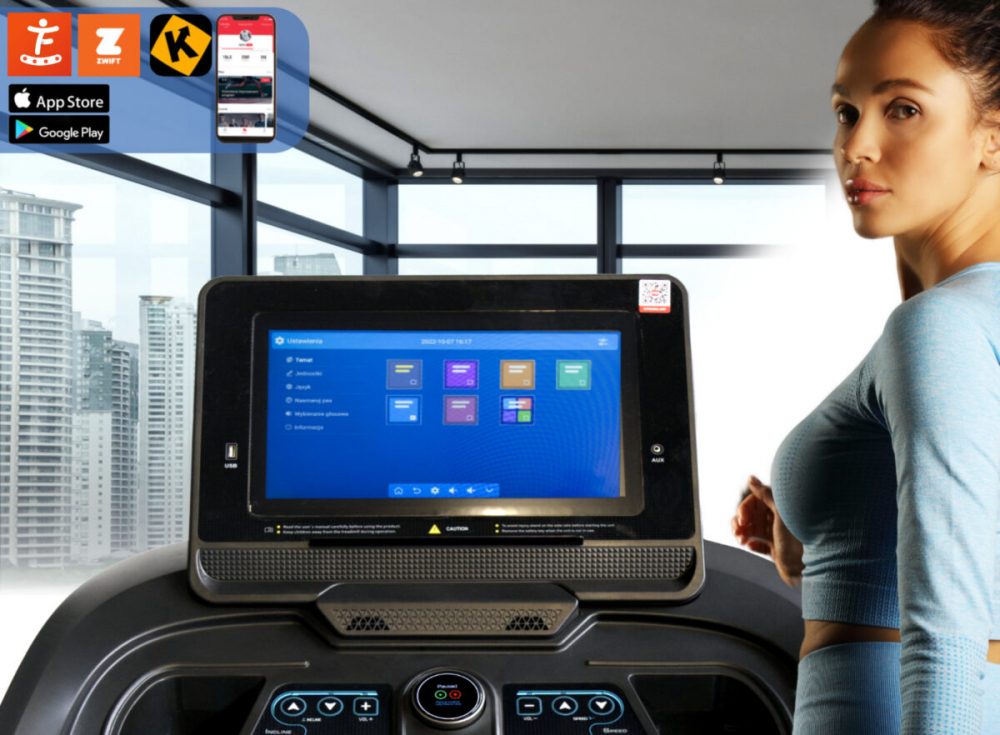 Banda de alergare electrica THUNDER FLEX-DS, WiFi, Viteza maxima 20km/h, maxima suportata 180kg, Black [8]