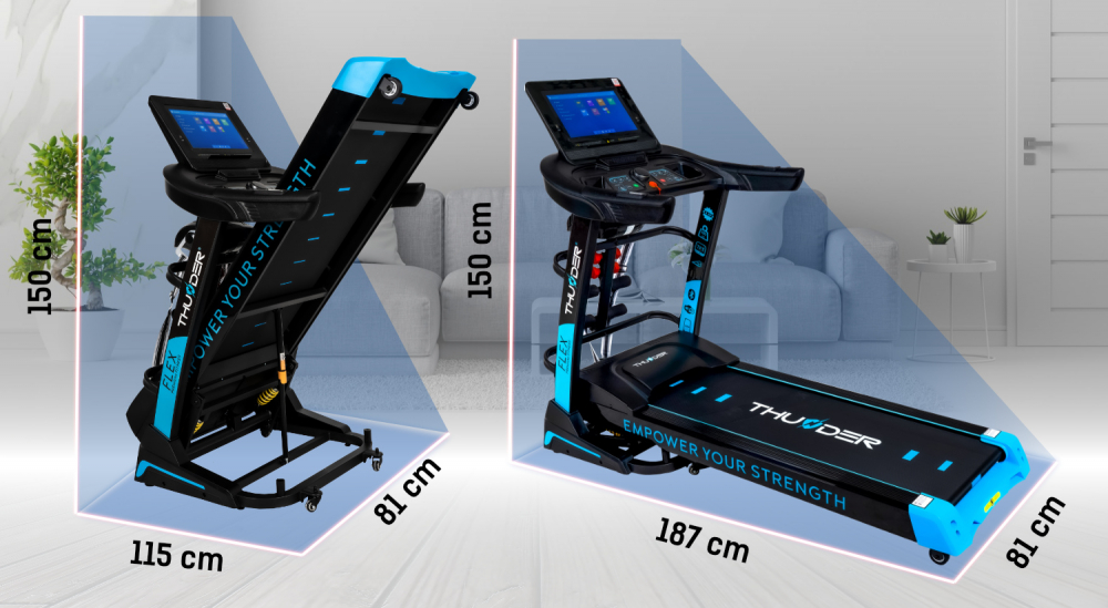 Banda de alergare electrica THUNDER FLEX-DS, WiFi, Viteza maxima 20km/h, maxima suportata 180kg, Black [9]