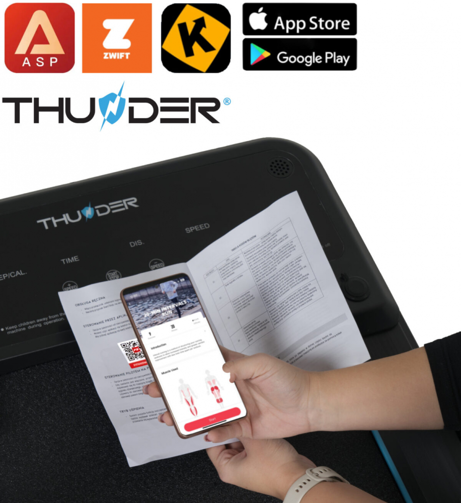Электрическая беговая дорожка THUNDER IMPACT-BLACK — Мощность и комфорт для домашних тренировок [4]