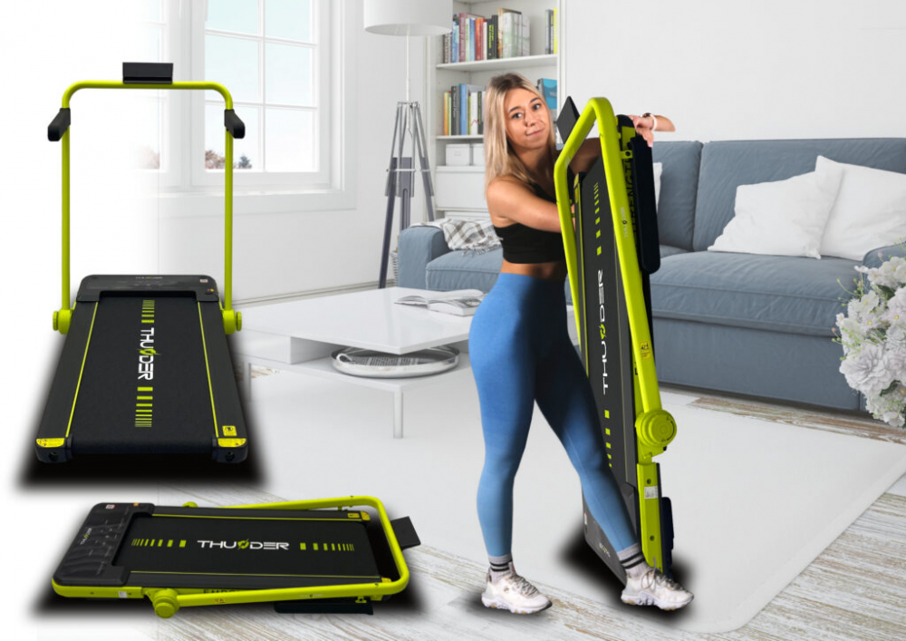Электрическая беговая дорожка THUNDER IMPACT-LIME — Яркий стиль и мощность для домашних тренировок [3]