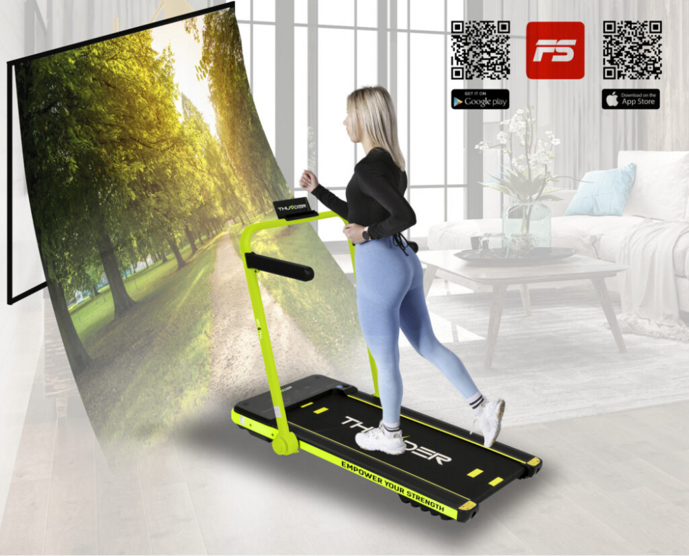 Электрическая беговая дорожка THUNDER IMPACT-LIME — Яркий стиль и мощность для домашних тренировок [4]
