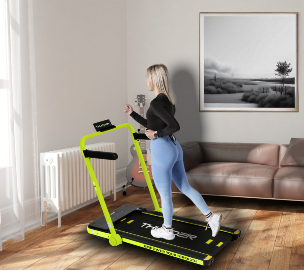 Электрическая беговая дорожка THUNDER IMPACT-LIME — Яркий стиль и мощность для домашних тренировок [5]